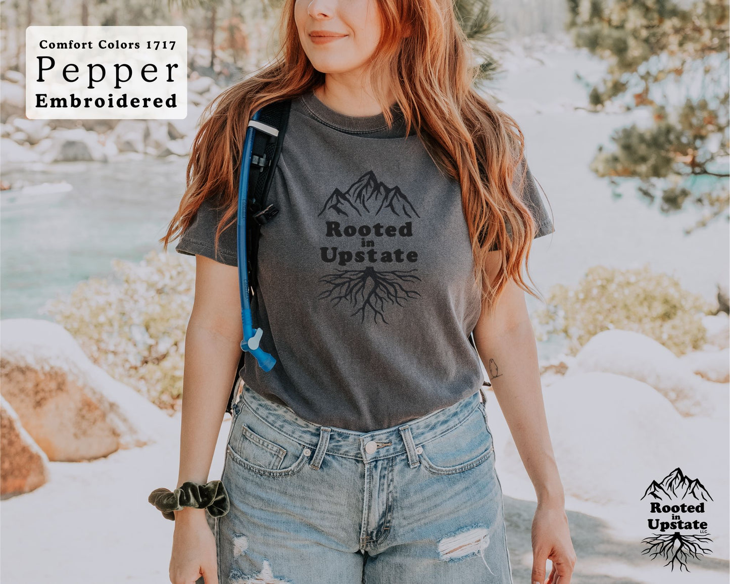 Rooted in Upstate Embroidered Tee - Comfort Colors