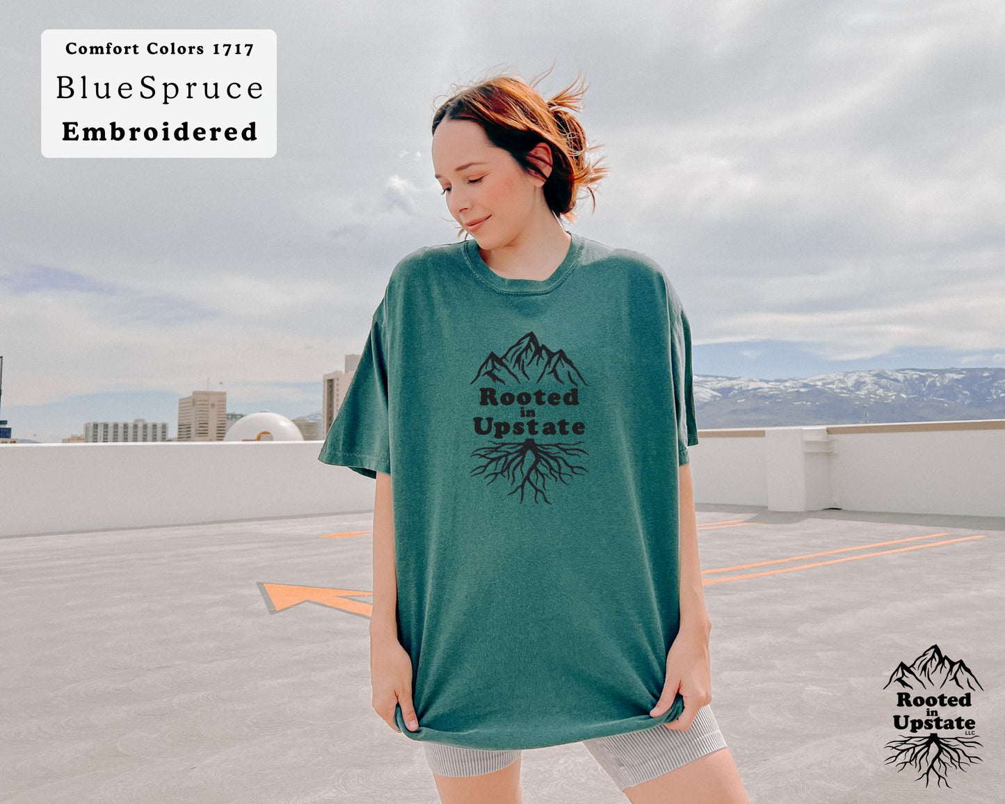 Rooted in Upstate Embroidered Tee - Comfort Colors