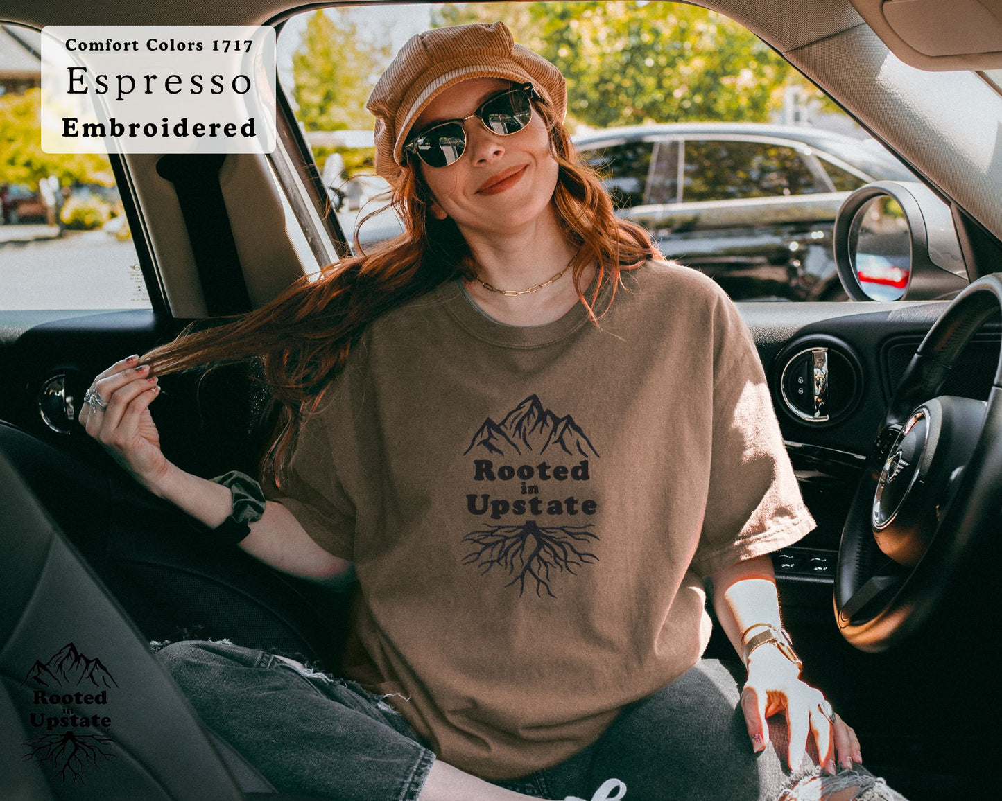 Rooted in Upstate Embroidered Tee - Comfort Colors