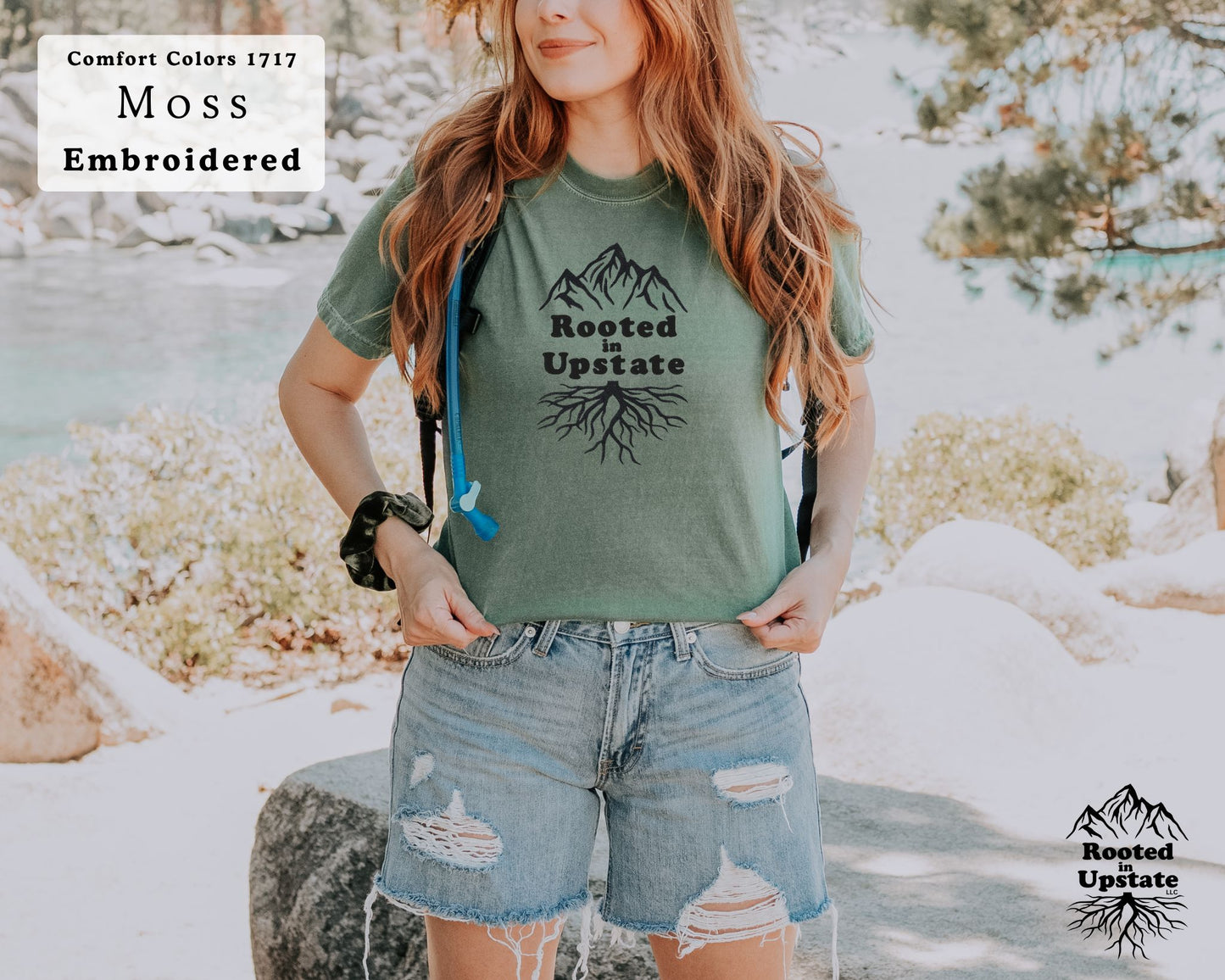 Rooted in Upstate Embroidered Tee - Comfort Colors
