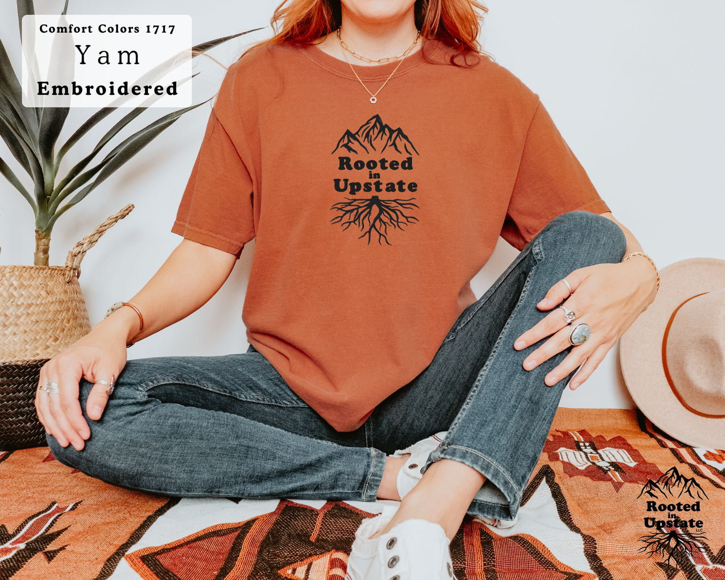 Rooted in Upstate Embroidered Tee - Comfort Colors
