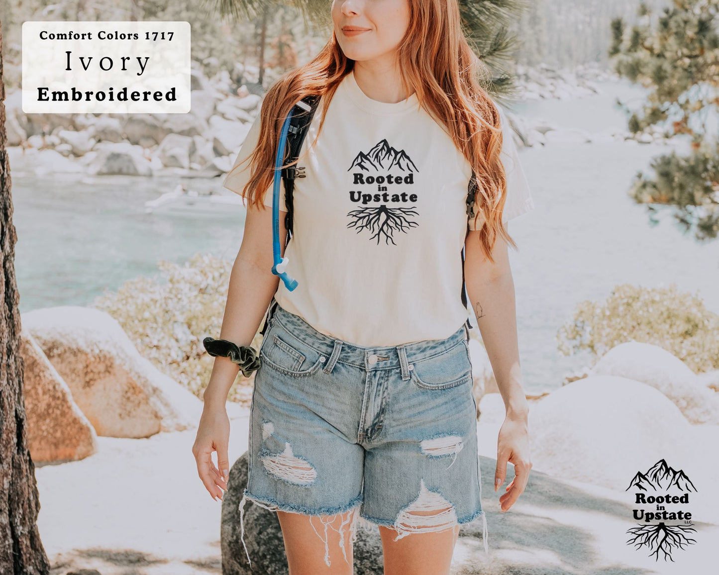 Rooted in Upstate Embroidered Tee - Comfort Colors