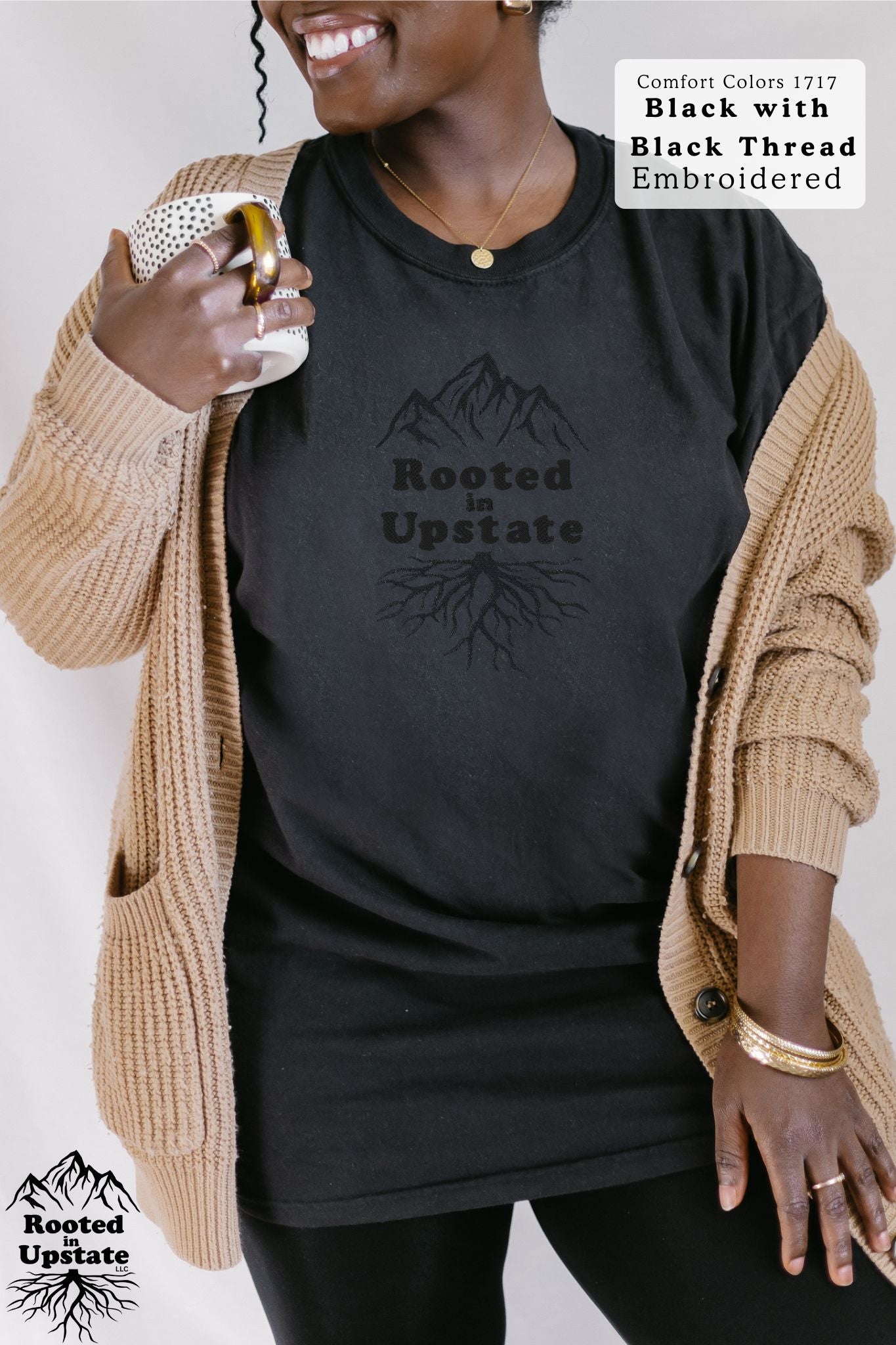 Rooted in Upstate Embroidered Tee - Comfort Colors