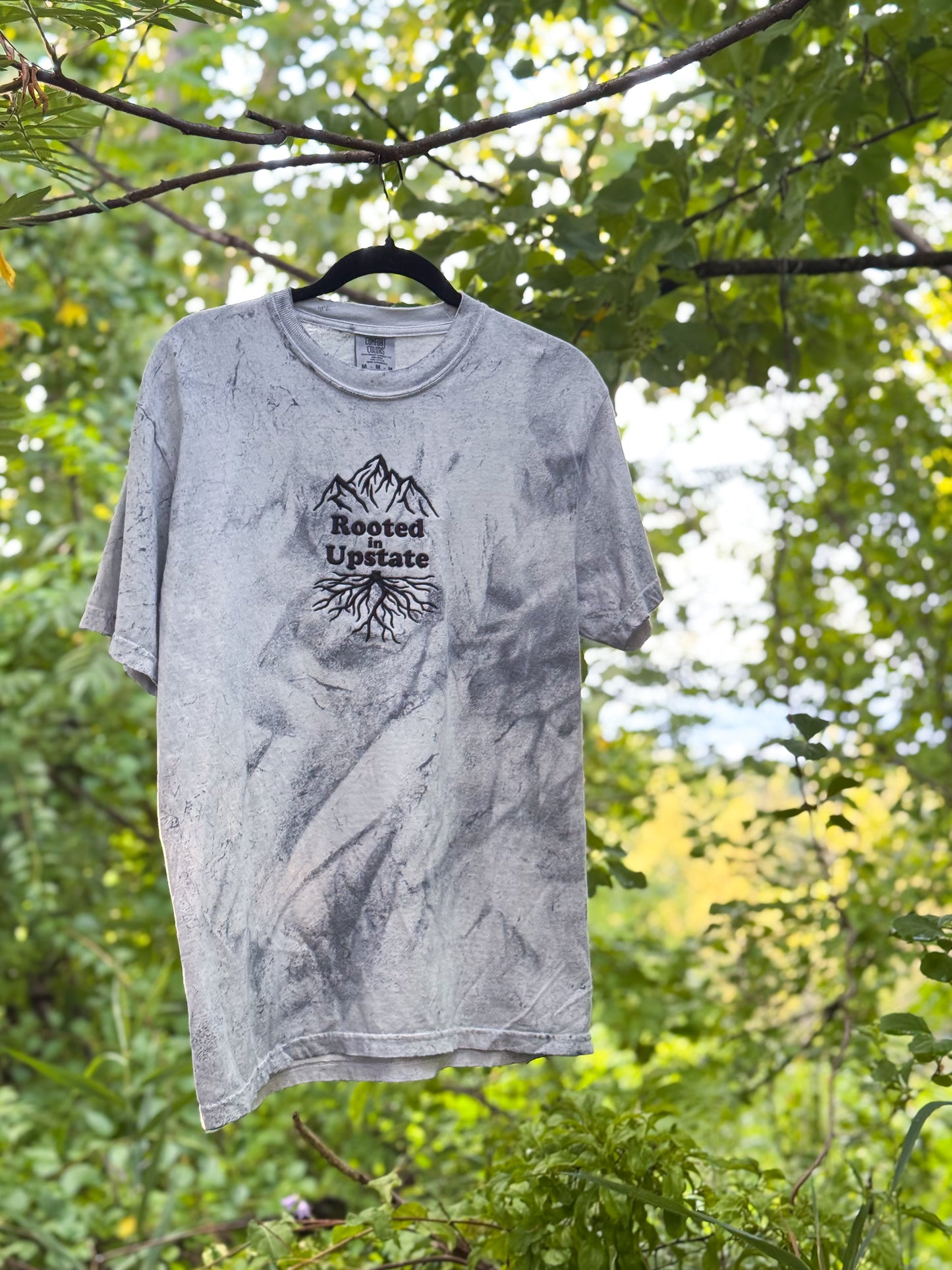 Rooted in Upstate Embroidered Tee - Comfort Colors Smoke