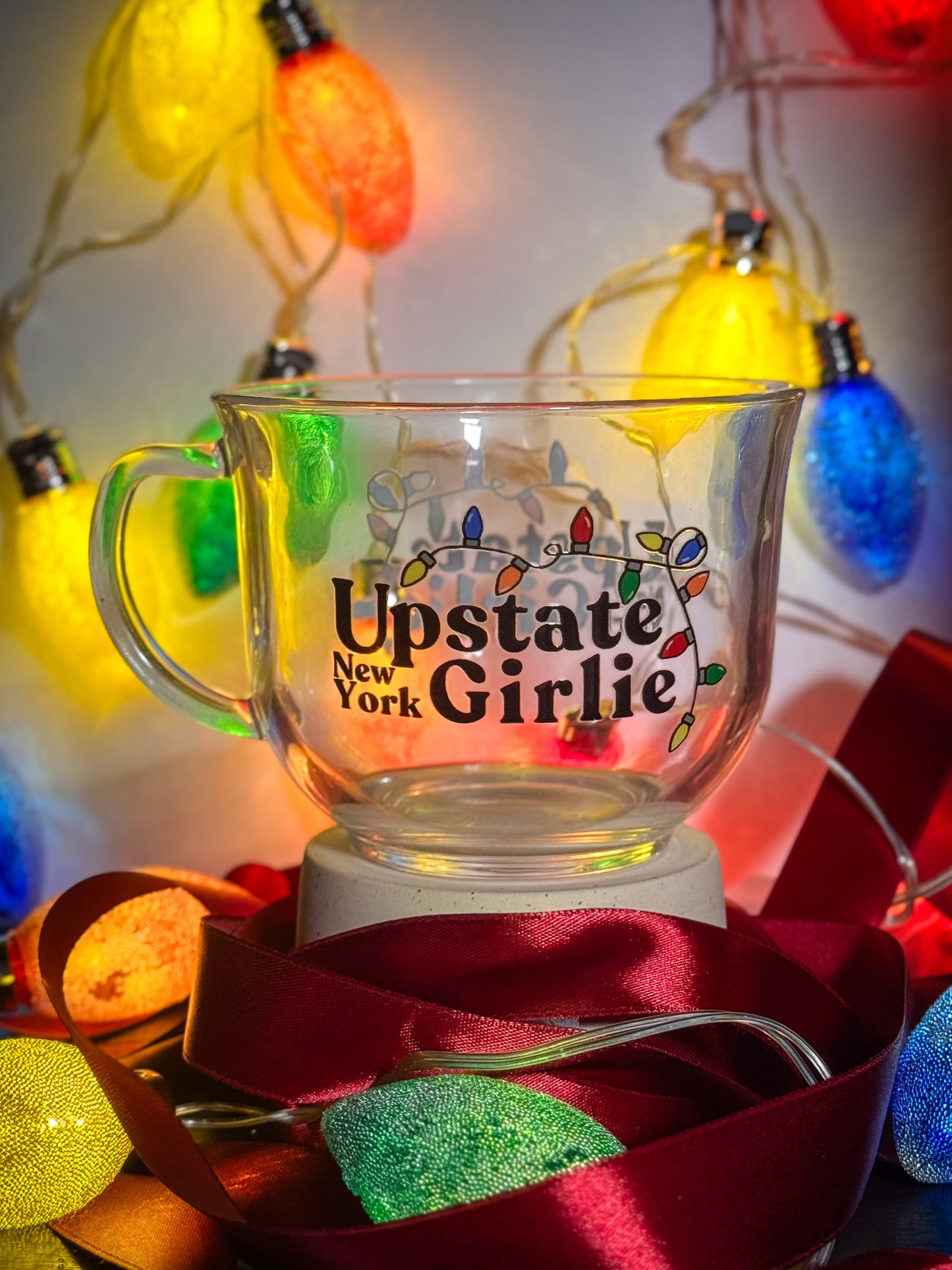 Upstate Girlie Holiday Lights - Glass Mug