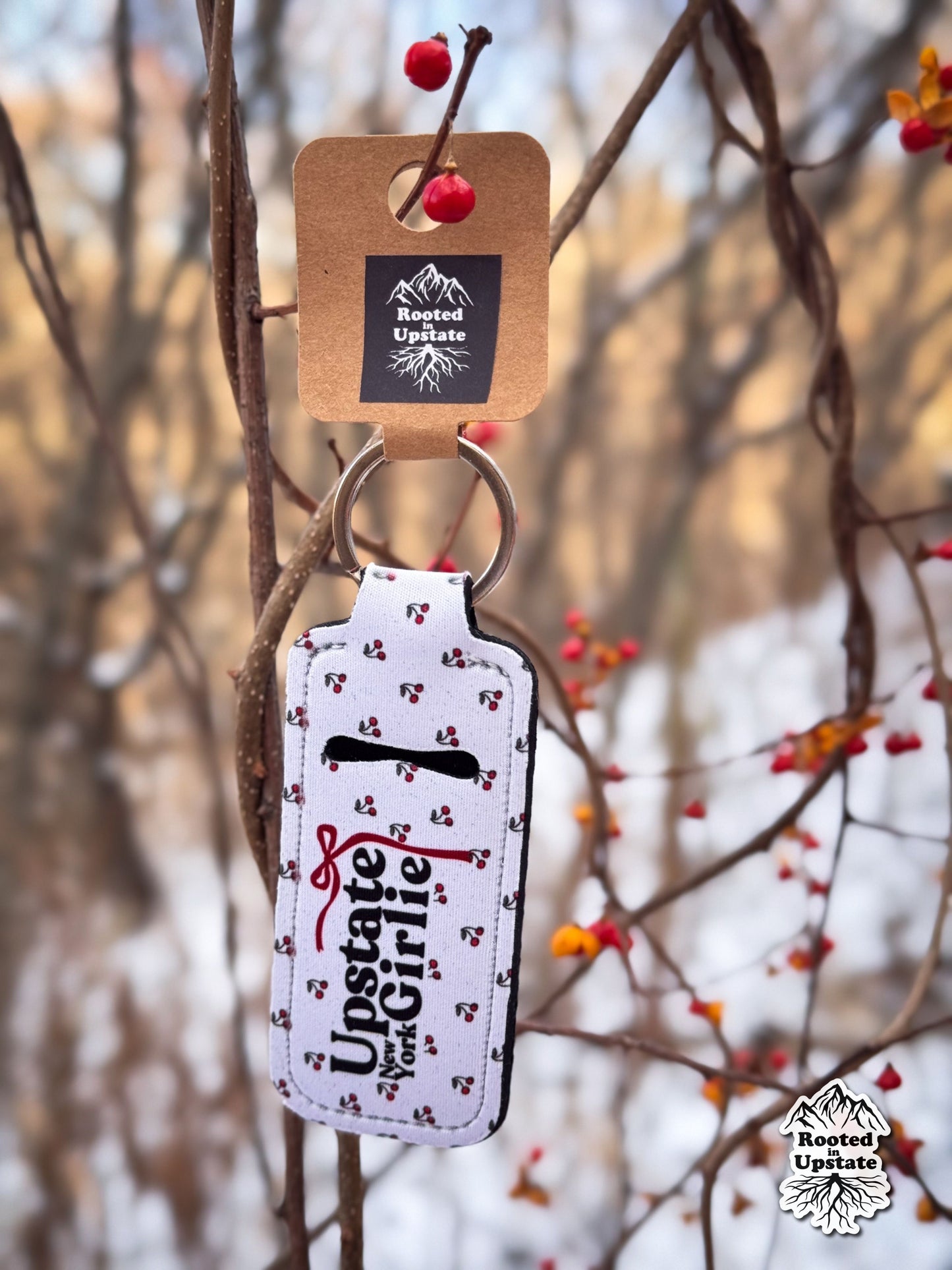Upstate NY Girlie Lip Balm Keychain (cherries)