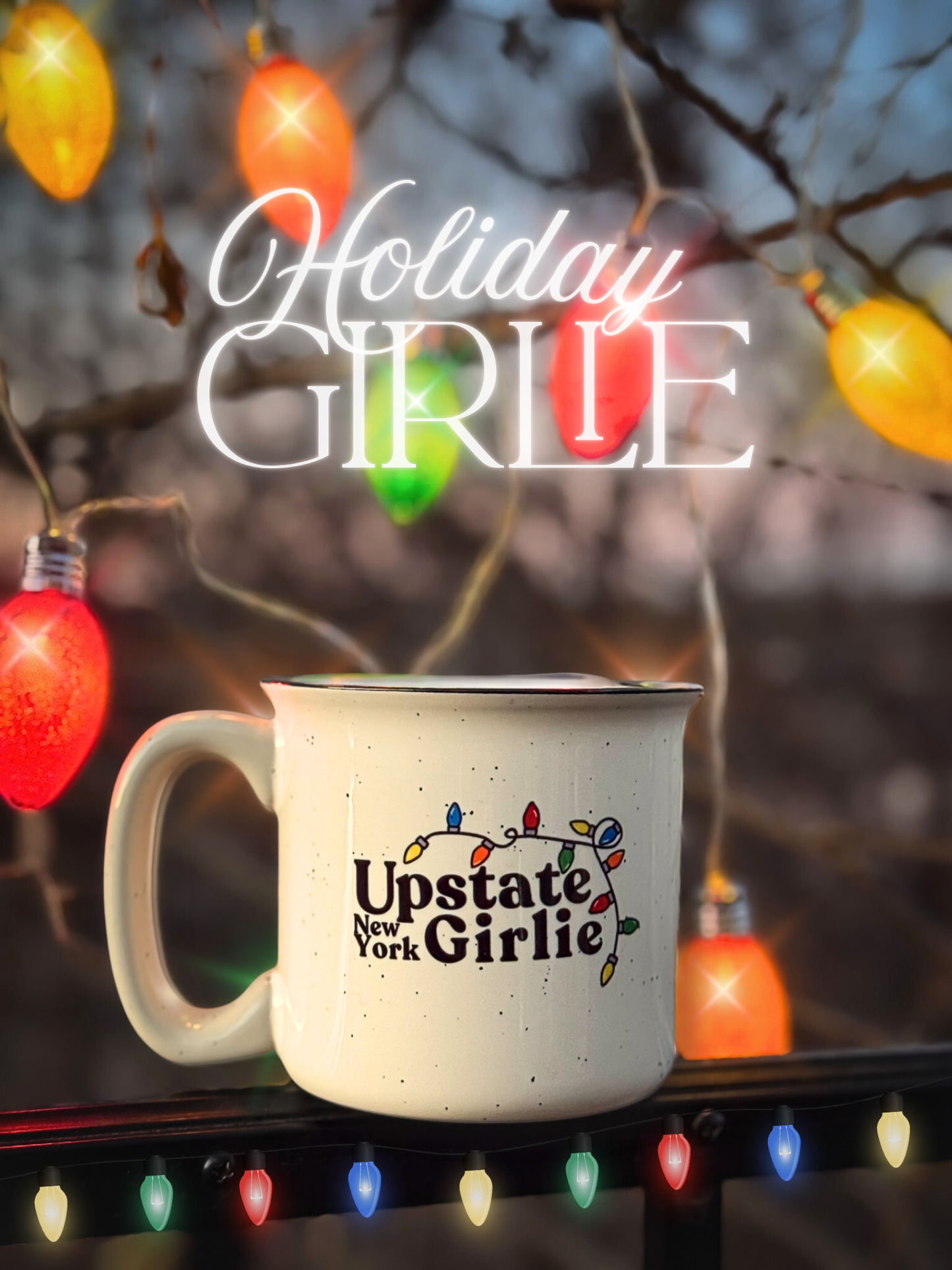 Upstate Girlie x Holiday Lights Camp Mug | 13 oz