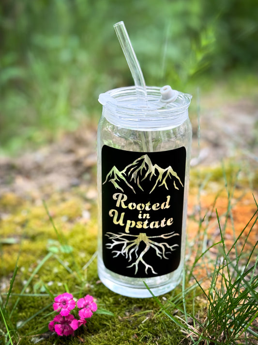 Original Rooted in Upstate 20 oz Glass Tumbler & Straw