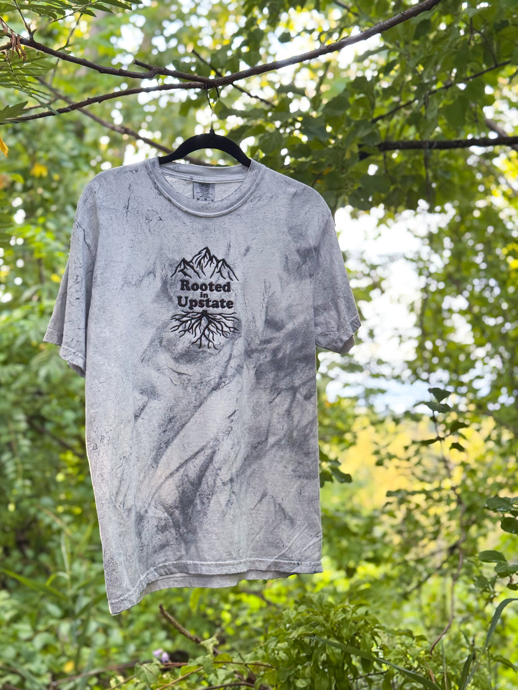 Rooted in Upstate Embroidered Tee - Comfort Colors Smoke
