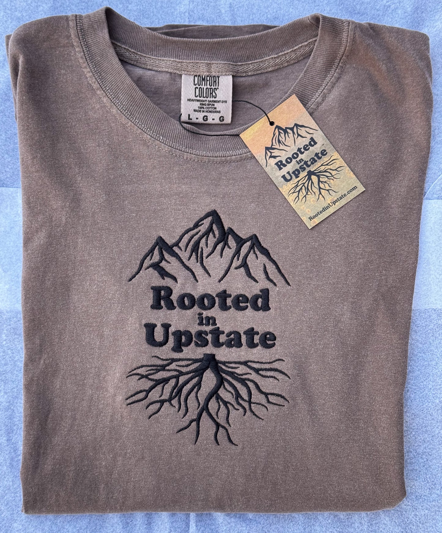 Rooted in Upstate Embroidered Tee - Comfort Colors