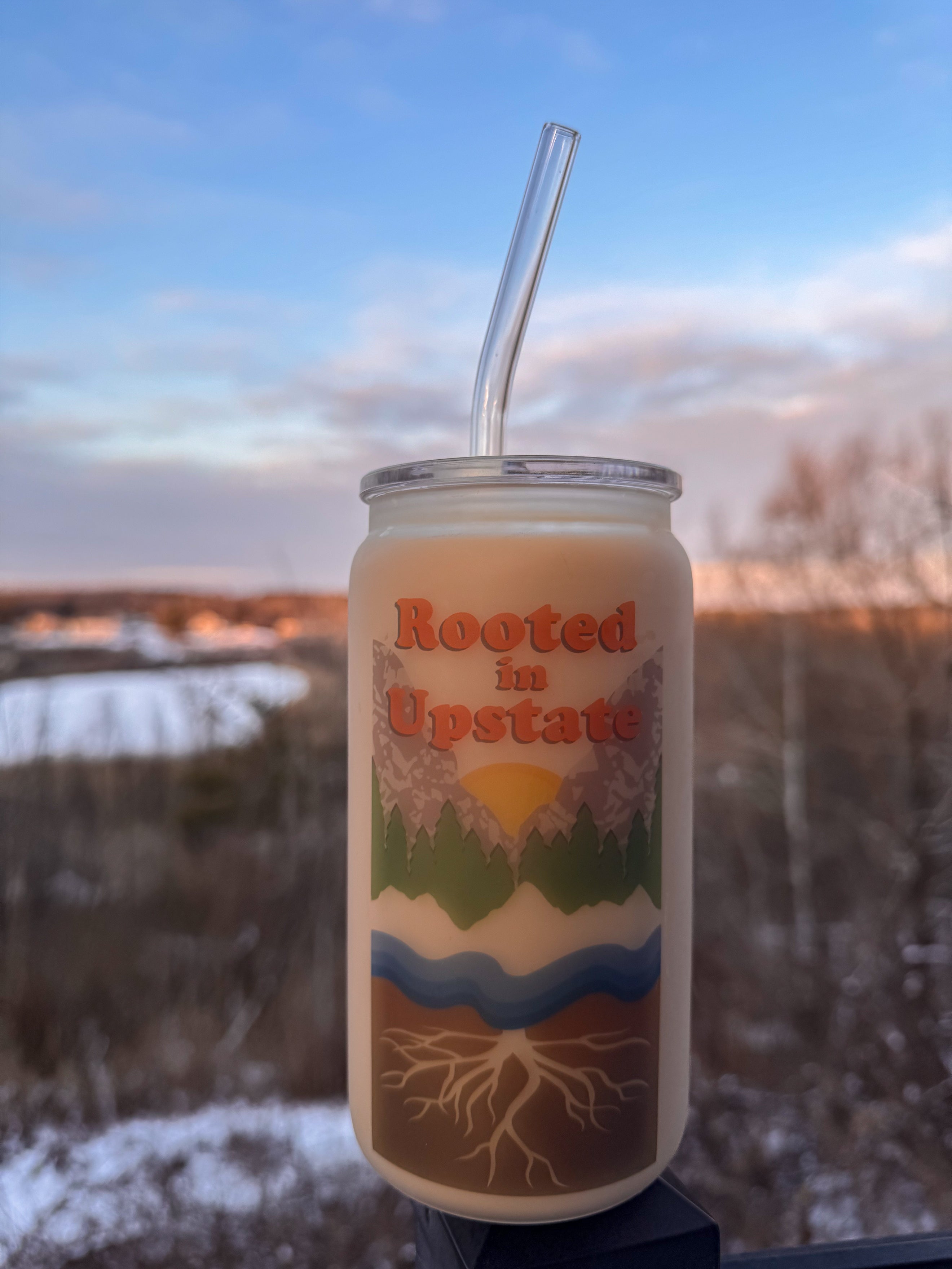 RIU Retro Mountain Scene | 16 oz Glass Tumbler