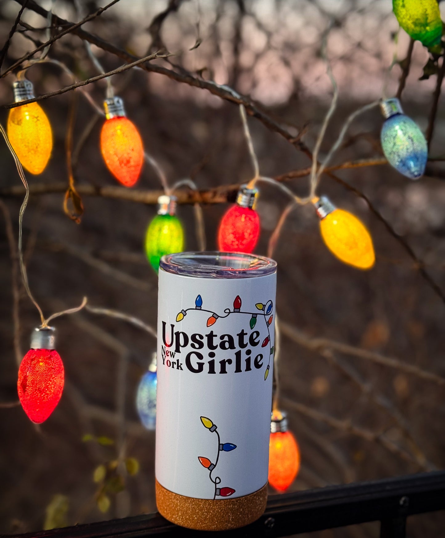 Upstate NY Girlie x Holiday Lights Collection |  17 oz Stainless Steel Tumbler