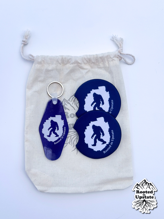 Big Foot Keychain & Car Coasters Bundle (Blue)