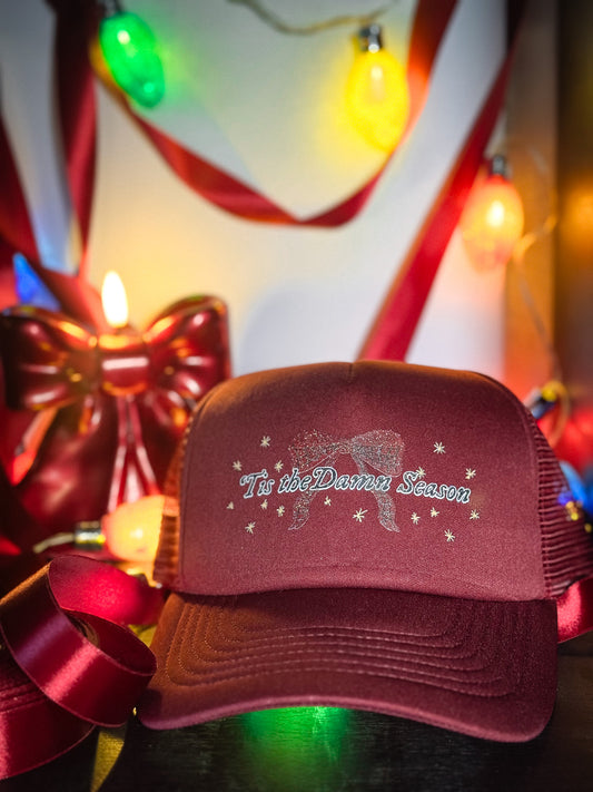 'Tis the Damn Season Trucker Hat (maroon)