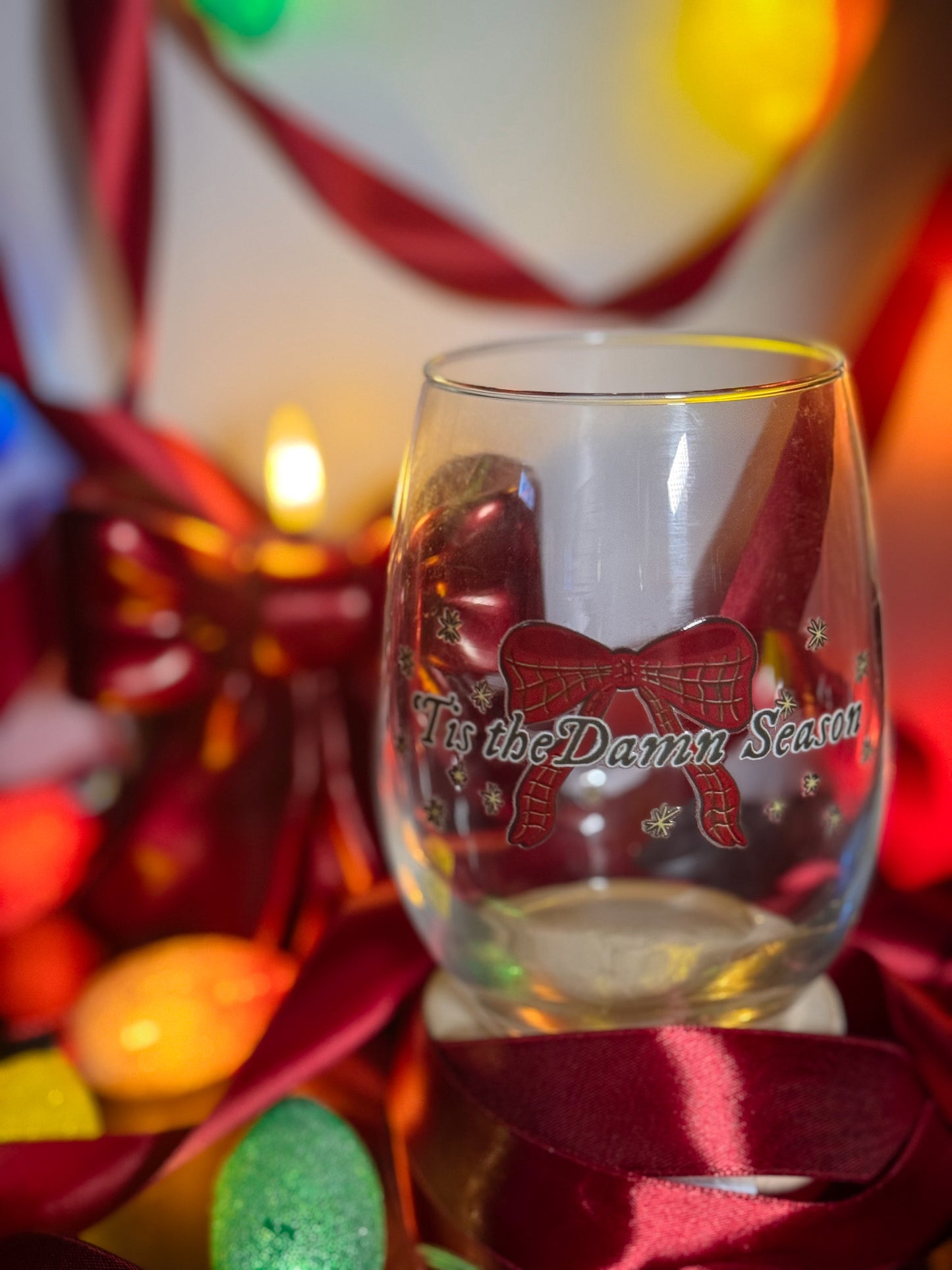 'Tis the Damn Season - Stemless Wine Glass